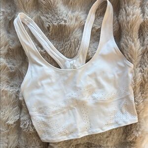 Bandier All Access White Sports Bra with Perforated Design